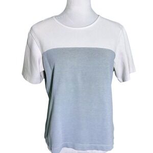 Liz Claiborne White and Light Blue Short Sleeve Tee